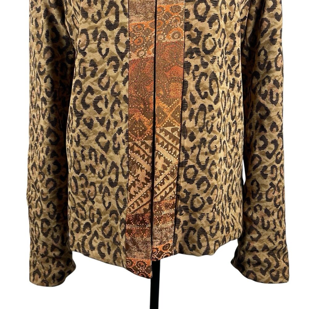 Coldwater Creek Reversible Open Front Jacket PM Medium Petite Animal Print - Picture 3 of 14